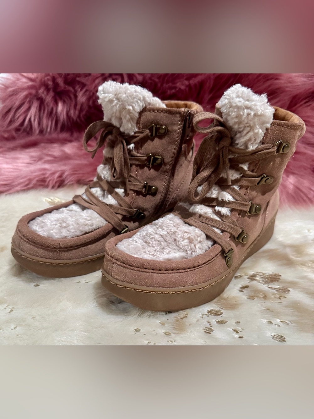 Zodiac Faux Shearling lined Bootie Suede Brown Winter Boots
